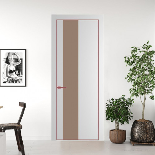 Межкомнатная дверь ProfilDoors 19 PA Крем вайт с профилем Красный антрацит с стеклом  монохром капучино
