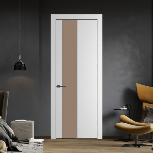 Межкомнатная дверь ProfilDoors 19 PA Крем вайт с профилем Серая Ночь с стеклом  монохром капучино