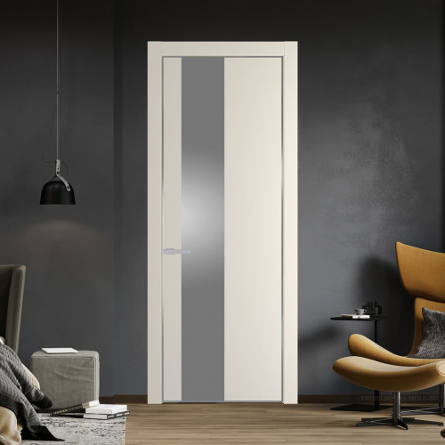Межкомнатная дверь ProfilDoors 19 PA Кремовая Магнолия с профилем Серебро с стеклом серебро матлак