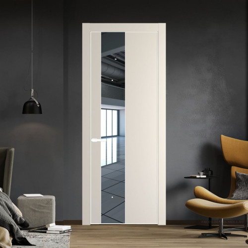 Межкомнатная дверь ProfilDoors 19 PA Кремовая Магнолия с профилем Вайт с стеклом  зеркало