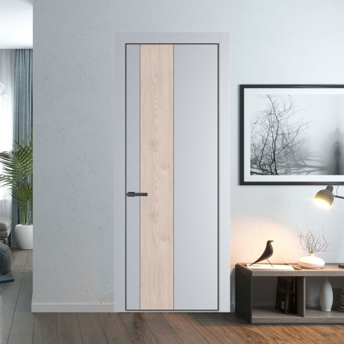 Межкомнатная дверь ProfilDoors 19 PA Лайт Грей с профилем Серая Ночь с вставкой Каштан светлый