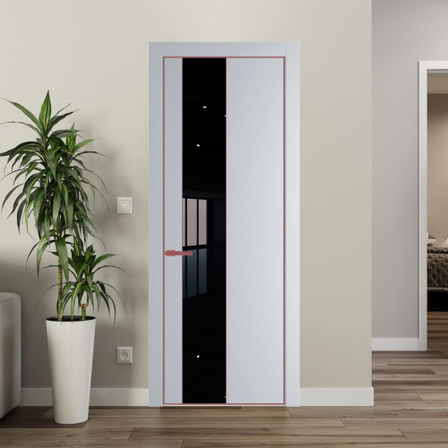 Межкомнатная дверь ProfilDoors 19 PA Лайт Грей с профилем Красный антрацит с стеклом Lacobel Черный лак