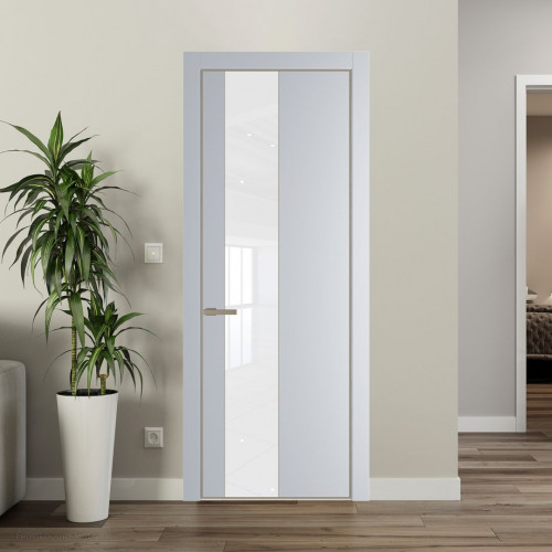 Межкомнатная дверь ProfilDoors 19 PA Лайт Грей с профилем Никель с стеклом лак классик