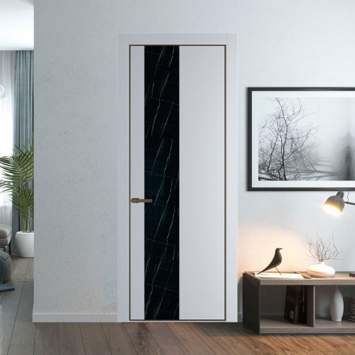 Межкомнатная дверь ProfilDoors 19 PA Лайт Грей с профилем Деорэ с стеклом  неро мрамор