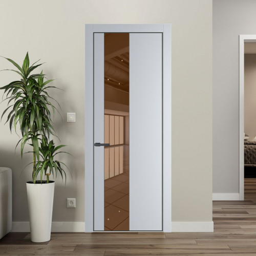 Межкомнатная дверь ProfilDoors 19 PA Лайт Грей с профилем Серая Ночь с стеклом  зеркало bronze