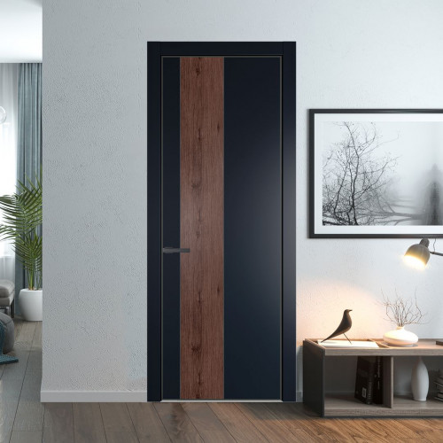 Межкомнатная дверь ProfilDoors 19 PA Нэви Блу с профилем Серая Ночь с вставкой Дуб Тобакко