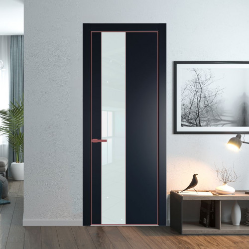 Межкомнатная дверь ProfilDoors 19 PA Нэви Блу с профилем Красный антрацит с стеклом белый лак