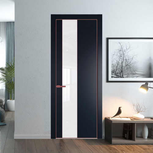 Межкомнатная дверь ProfilDoors 19 PA Нэви Блу с профилем Красный антрацит с стеклом лак классик