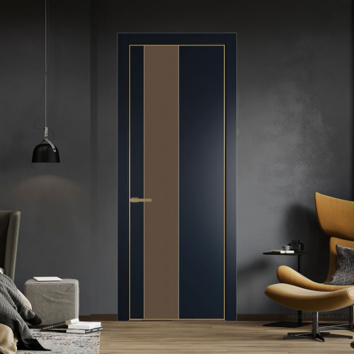 Межкомнатная дверь ProfilDoors 19 PA Нэви Блу с профилем Золото с стеклом  монохром гляссе