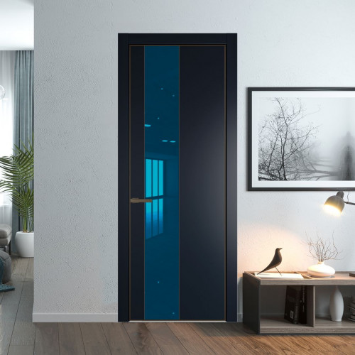 Межкомнатная дверь ProfilDoors 19 PA Нэви Блу с профилем Деорэ с стеклом  зеркало blue