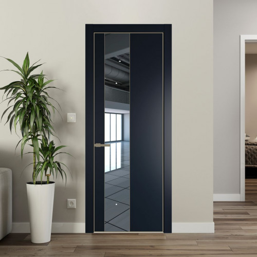 Межкомнатная дверь ProfilDoors 19 PA Нэви Блу с профилем Шампань с стеклом  зеркало