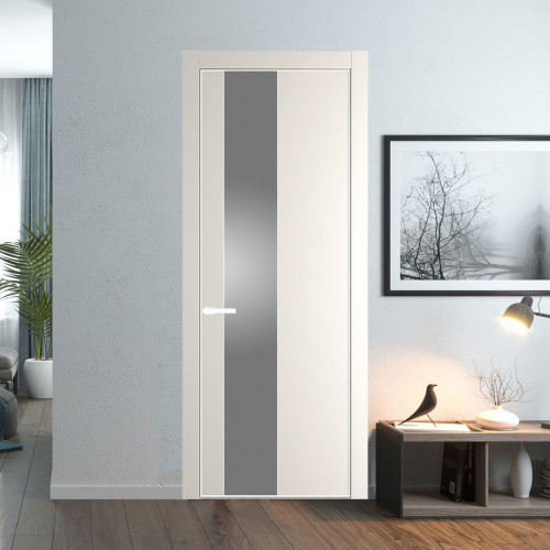 Межкомнатная дверь ProfilDoors 19 PA Перламутр белый с профилем Вайт с стеклом серебро матлак