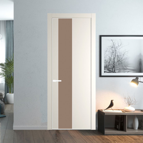 Межкомнатная дверь ProfilDoors 19 PA Перламутр белый с профилем Вайт с стеклом  монохром капучино