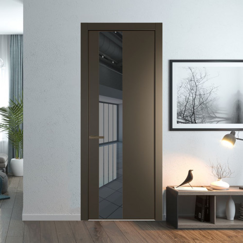 Межкомнатная дверь ProfilDoors 19 PA Перламутр бронза с профилем Деорэ с стеклом  зеркало grey