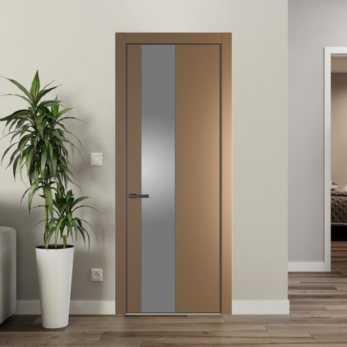 Межкомнатная дверь ProfilDoors 19 PA Перламутр золото с профилем Серая Ночь с стеклом серебро матлак