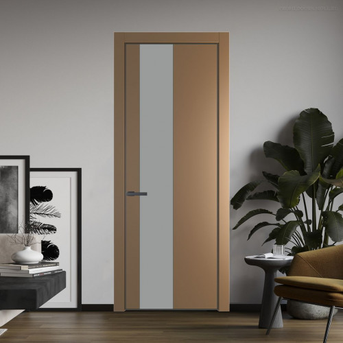 Межкомнатная дверь ProfilDoors 19 PA Перламутр золото с профилем Серая Ночь с стеклом  монохром серый