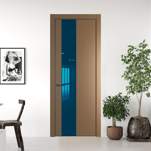Межкомнатная дверь ProfilDoors 19 PA Перламутр золото с профилем Серая Ночь с стеклом  зеркало blue