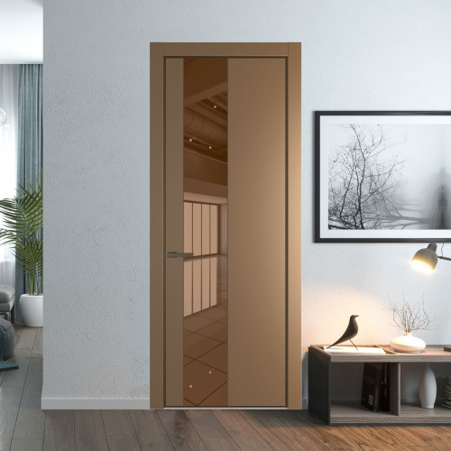 Межкомнатная дверь ProfilDoors 19 PA Перламутр золото с профилем Деорэ с стеклом  зеркало bronze