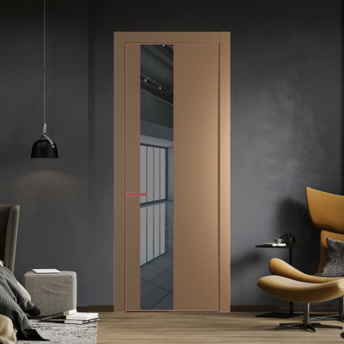 Межкомнатная дверь ProfilDoors 19 PA Перламутр золото с профилем Красный антрацит с стеклом  зеркало grey