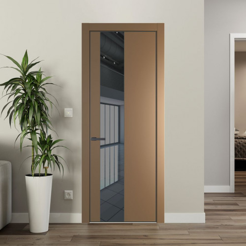 Межкомнатная дверь ProfilDoors 19 PA Перламутр золото с профилем Серая Ночь с стеклом  зеркало grey