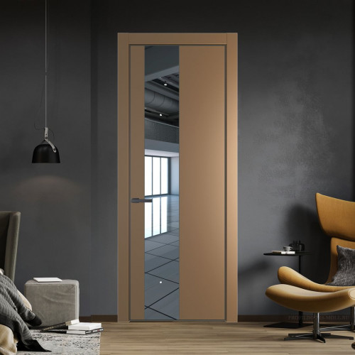 Межкомнатная дверь ProfilDoors 19 PA Перламутр золото с профилем Серая Ночь с стеклом  зеркало