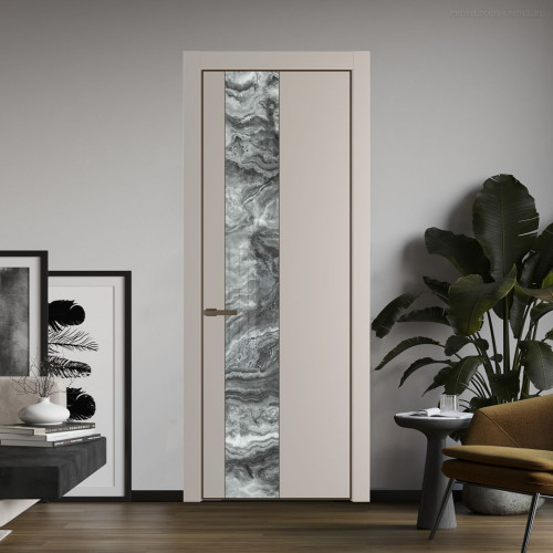 Межкомнатная дверь ProfilDoors 19 PA Санд с профилем Деорэ с стеклом  атриум серебро