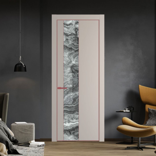 Межкомнатная дверь ProfilDoors 19 PA Санд с профилем Красный антрацит с стеклом  атриум серебро