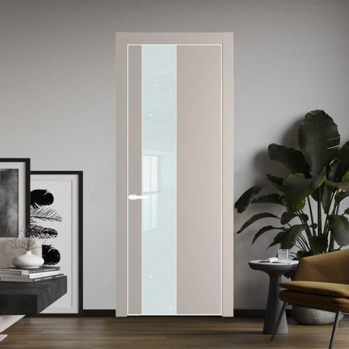 Межкомнатная дверь ProfilDoors 19 PA Санд с профилем Вайт с стеклом белый лак
