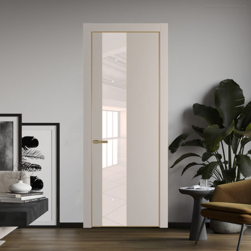 Межкомнатная дверь ProfilDoors 19 PA Санд с профилем Золото с стеклом перламутровый лак