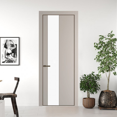 Межкомнатная дверь ProfilDoors 19 PA Санд с профилем Деорэ с стеклом  монохром белый просветленный