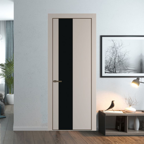 Межкомнатная дверь ProfilDoors 19 PA Санд с профилем Деорэ с стеклом  монохром черный