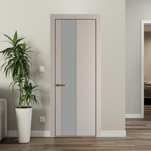 Межкомнатная дверь ProfilDoors 19 PA Санд с профилем Деорэ с стеклом  монохром серый