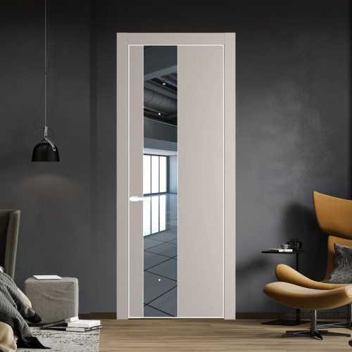 Межкомнатная дверь ProfilDoors 19 PA Санд с профилем Вайт с стеклом  зеркало
