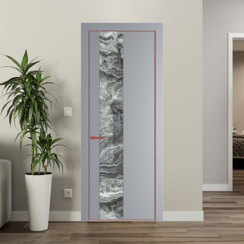 Межкомнатная дверь ProfilDoors 19 PA Смоки с профилем Красный антрацит с стеклом  атриум серебро