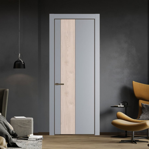 Межкомнатная дверь ProfilDoors 19 PA Смоки с профилем Деорэ с вставкой Каштан светлый