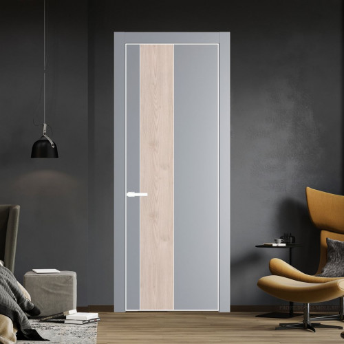 Межкомнатная дверь ProfilDoors 19 PA Смоки с профилем Вайт с вставкой Каштан светлый