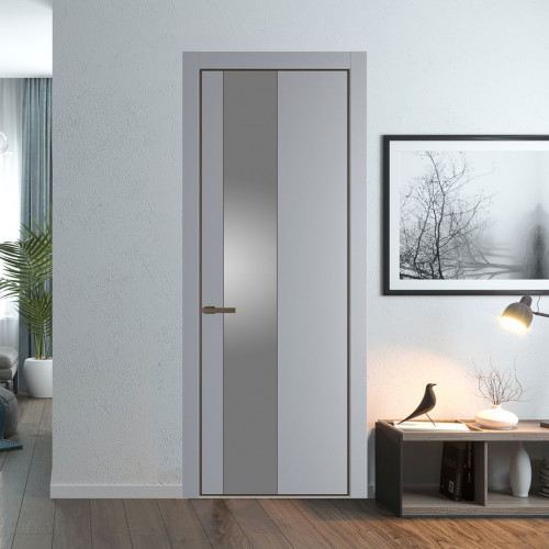 Межкомнатная дверь ProfilDoors 19 PA Смоки с профилем Деорэ с стеклом серебро матлак