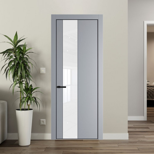 Межкомнатная дверь ProfilDoors 19 PA Смоки с профилем Черный с стеклом лак классик