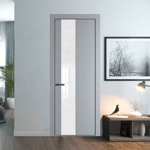 Межкомнатная дверь ProfilDoors 19 PA Смоки с профилем Серая Ночь с стеклом лак классик