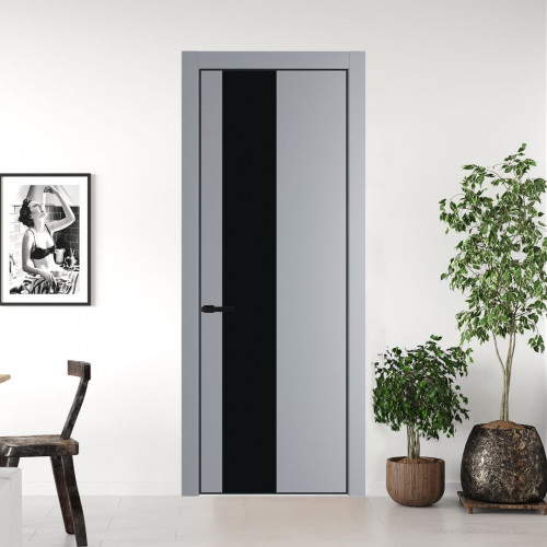 Межкомнатная дверь ProfilDoors 19 PA Смоки с профилем Черный с стеклом  монохром черный