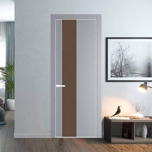 Межкомнатная дверь ProfilDoors 19 PA Смоки с профилем Вайт с стеклом  монохром гляссе