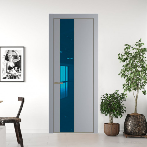 Межкомнатная дверь ProfilDoors 19 PA Смоки с профилем Шампань с стеклом  зеркало blue