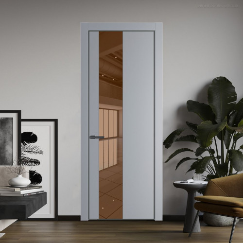 Межкомнатная дверь ProfilDoors 19 PA Смоки с профилем Серая Ночь с стеклом  зеркало bronze