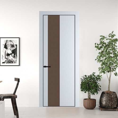 Межкомнатная дверь ProfilDoors 19 PA Вайт с профилем Черный с стеклом  монохром гляссе