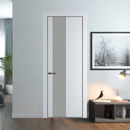 Межкомнатная дверь ProfilDoors 19 PA Вайт с профилем Деорэ с стеклом  монохром серый
