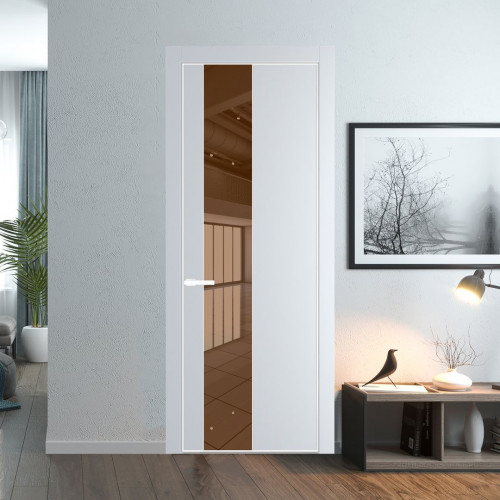 Межкомнатная дверь ProfilDoors 19 PA Вайт с профилем Вайт с стеклом  зеркало bronze