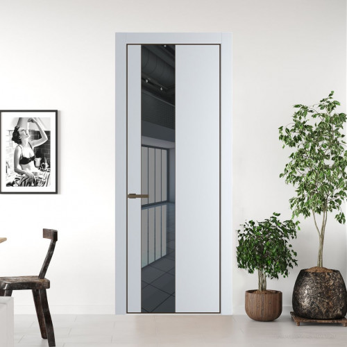 Межкомнатная дверь ProfilDoors 19 PA Вайт с профилем Деорэ с стеклом  зеркало grey