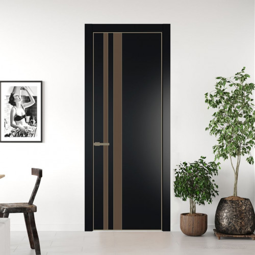 Межкомнатная дверь ProfilDoors 20 PA Блэк с профилем Шампань с стеклом  монохром гляссе