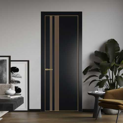 Межкомнатная дверь ProfilDoors 20 PA Блэк с профилем Золото с стеклом  монохром гляссе
