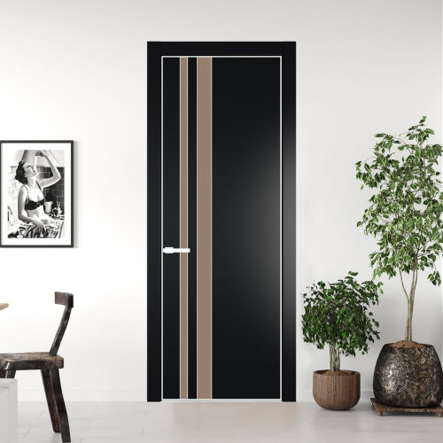 Межкомнатная дверь ProfilDoors 20 PA Блэк с профилем Вайт с стеклом  монохром капучино